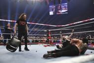Sami Zayn moments after he attacked Roman Reigns.